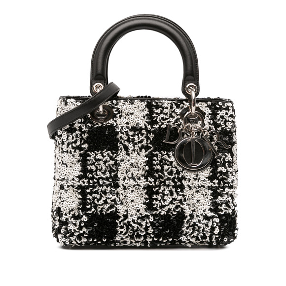 Pre-Loved Dior Medium Lambskin Sequin Embellished Lady Dior - Picture 1 of 10